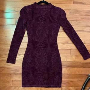 Red velvet tinseled body suit dress